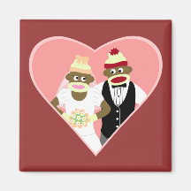 Sock Monkey Wedding Refrigerator Magnets
