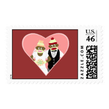 Sock Monkey Wedding Stamp