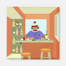 Sock Monkey Wine Taster Refrigerator Magnets