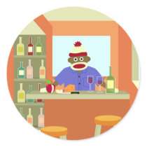 Sock Monkey Wine Taster Sticker