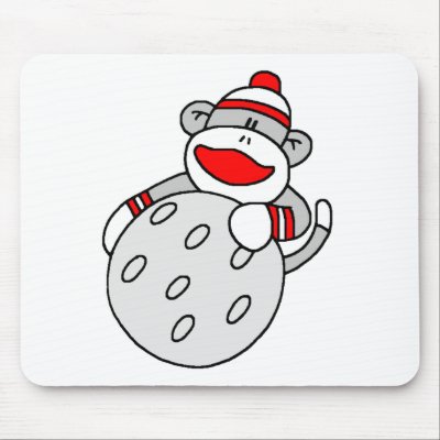 Sock Monkey with Golf Ball Mouse Mat by yazzybabe