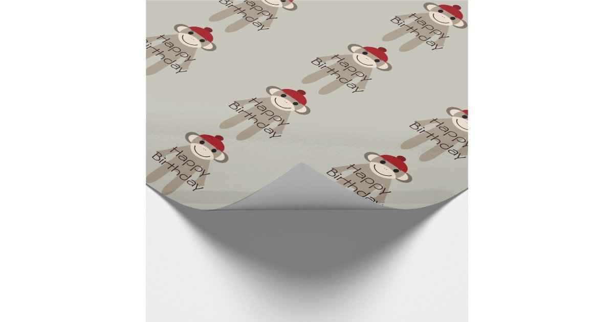 Sock Monkeys Birthday Wrapping Paper Zazzle