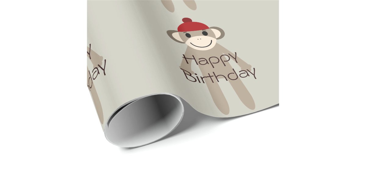 Sock Monkeys Birthday Wrapping Paper Zazzle