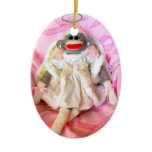 Sock Monkeys for the Cure Angel Oval Ornament ornaments