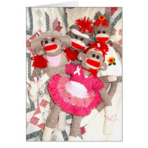 Sock Monkeys for the Cure Bunch of Friends Card