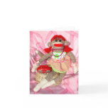 Sock Monkeys for the Cure Pink Ribbon Note Card cards