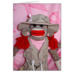 Sock Monkeys for the Cure Pink Ribbon Note Card cards