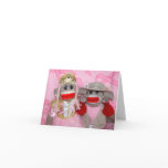 Sock Monkeys for the Cure Pink Ribbon Note Card cards