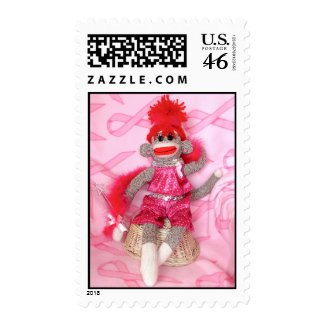 Sock Monkeys for the Cure Pink Ribbon Postage Stam