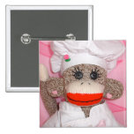 Sock Monkeys for the Cure Rose  Pin buttons