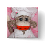 Sock Monkeys for the Cure Rose Square Pin buttons