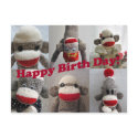 Sock Monkeys Happy Birthday Card postcards by Princess_Monkey Sock Monkeys Happy Birthday Card postcards