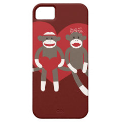 Sock Monkeys in Love Hearts Valentine's Day Gifts iPhone 5 Covers