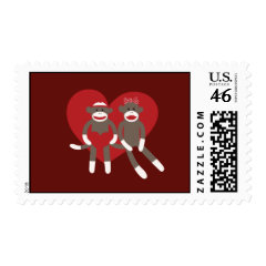 Sock Monkeys in Love Hearts Valentine's Day Gifts Stamp