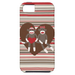 Sock Monkeys in Love Valentine's Day Heart Gifts iPhone 5 Case