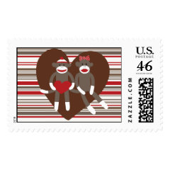 Sock Monkeys in Love Valentine's Day Heart Gifts Stamps