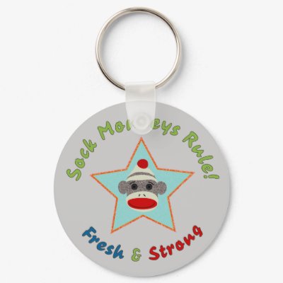 Sock Monkeys Rule! Keychain by FreshandStrong