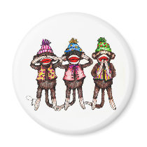 Sock Monkeys-See, Hear, Speak No Evil Magnet