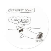 Sock puppet down!: "A hand!  I need a hand!" Stickers