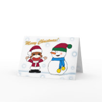Sockmonkey and Snowman Greeting Card by Princess_Monkey Sockmonkey and Snowman Greeting Card