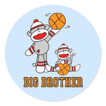 Sockmonkey Basketball Big Brother Round Sticker