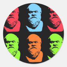 Socrates Collage Round Stickers