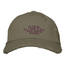 Socrates Quote - HAT embroidered hats by seapearls Socrates Quote - HAT embroidered hats