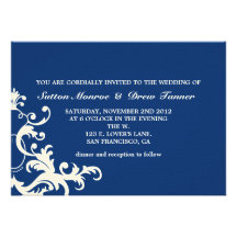 SODALITE BLUE FLOURISH wedding Invitation