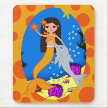 Sofia the Orange Mermaid and Dolphin Mousepad