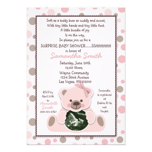 Soft as a Teddy Bear Girl Invitation Card
