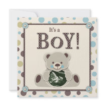 Soft as a Teddy Bear Invitation Square