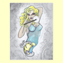 Soft Blond Pin Up fantasy Art Postcard Print postcards
