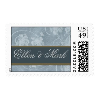 Soft blue and brown floral wedding stamps