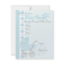 Soft Blue Baby Buggy Personalized Announcements