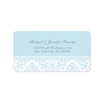 Soft blue chic damask personalized address label