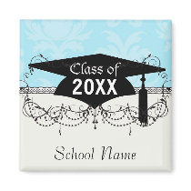 soft blues lovely damask fridge magnets