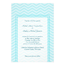 Soft Chevron Aqua Blue Wedding Custom Budget Announcement