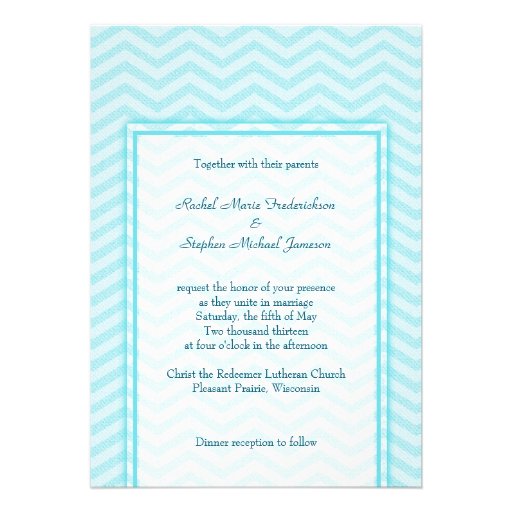 Soft Chevron Aqua Blue Wedding Custom Budget Announcement