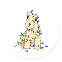 Soft Coated Wheaten Terrier - Christmas Round Sticker