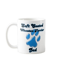 Soft Coated Wheaten Terrier Dad Blue Pawprint mugs by GreyWolfCreation Soft Coated Wheaten Terrier Dad Blue Pawprint mugs