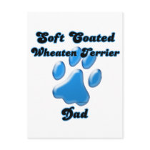 Soft Coated Wheaten Terrier Dad Blue Pawprint postcards by GreyWolfCreation Soft Coated Wheaten Terrier Dad Blue Pawprint postcards