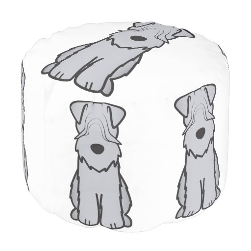 Soft Coated Wheaten Terrier Dog Cartoon Round Pouf | Zazzle