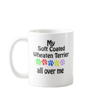 Soft Coated Wheaten Terrier Walks Design mugs