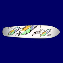 Soft Colored Feather Skateboard by Lotacats Soft Colored Feather Skateboard