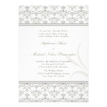Soft gray chic damask custom wedding invitation