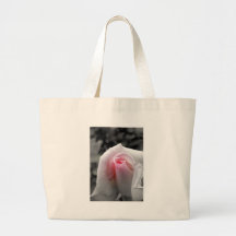 Soft Grayscale Rose with Pink Center Canvas Bag