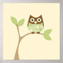 Soft Green Baby Owl Posters