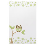 Soft Green Baby Owl Custom Stationery