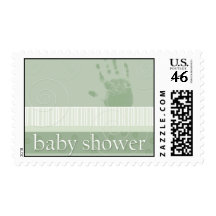 Soft green baby shower postage