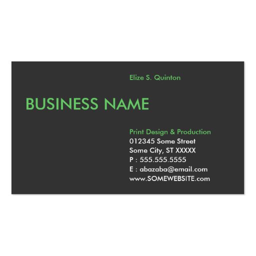soft green edge business cards (front side)